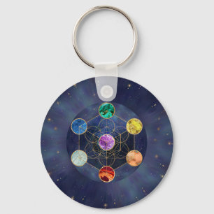 Metatron's Cube Chakras Helig Geometry Nyckelring