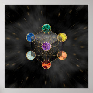 Metatron's Cube Chakras Helig Geometry Poster