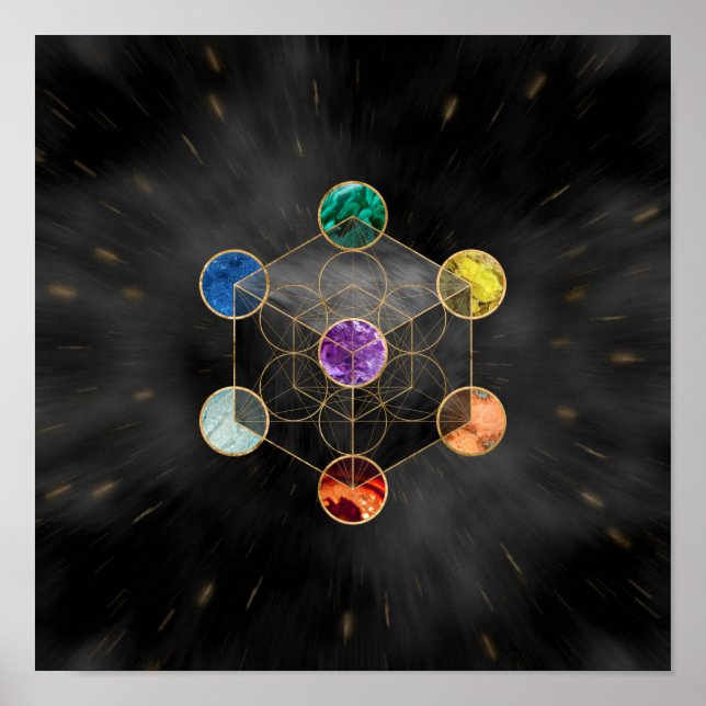 Metatron's Cube Chakras Helig Geometry Poster (Framsidan)