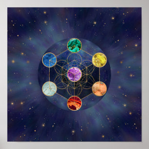 Metatron's Cube Chakras Helig Geometry Poster