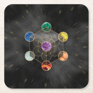 Metatron's Cube Chakras Helig Geometry Underlägg Papper Kvadrat