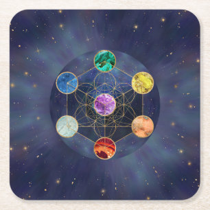 Metatron's Cube Chakras Helig Geometry Underlägg Papper Kvadrat
