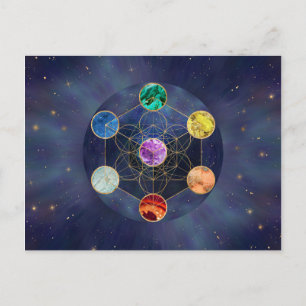 Metatron's Cube Chakras Helig Geometry Vykort