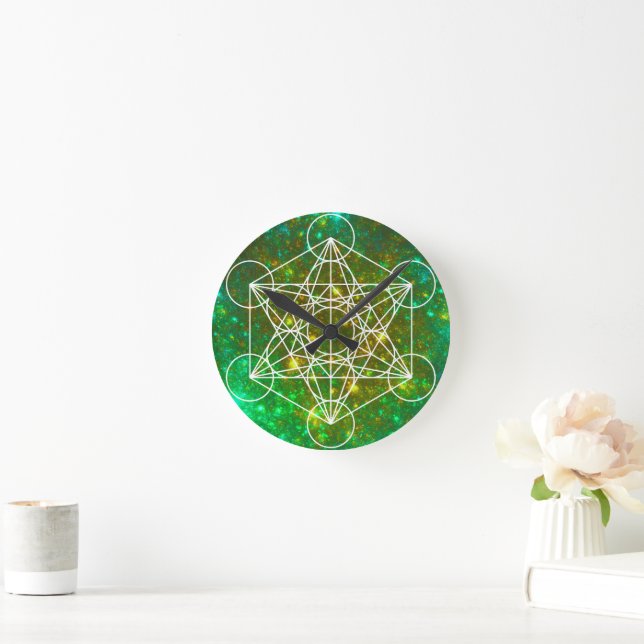 Metatron's Cube, Helig Geometry, Andlig Symbol Rund Klocka (Hem)