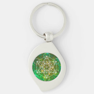 Metatron's Cube, Helig Geometry, Andlig Symbol Swirl Silverfärgad Nyckelring
