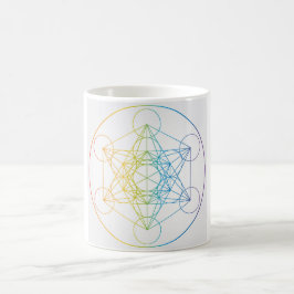 Metatron's Cube Illustration Rainbow Färg Helig Kaffemugg
