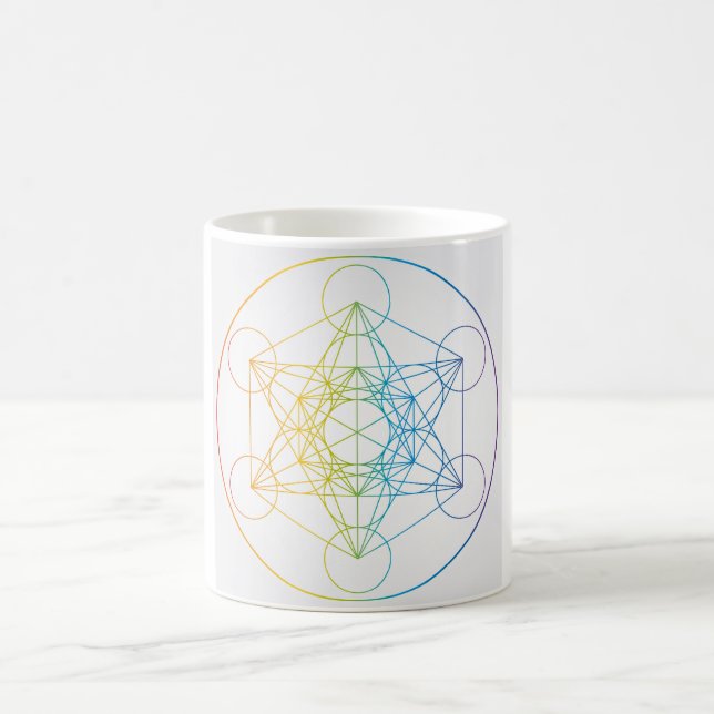 Metatron's Cube Illustration Rainbow Färg Helig Kaffemugg (Center)