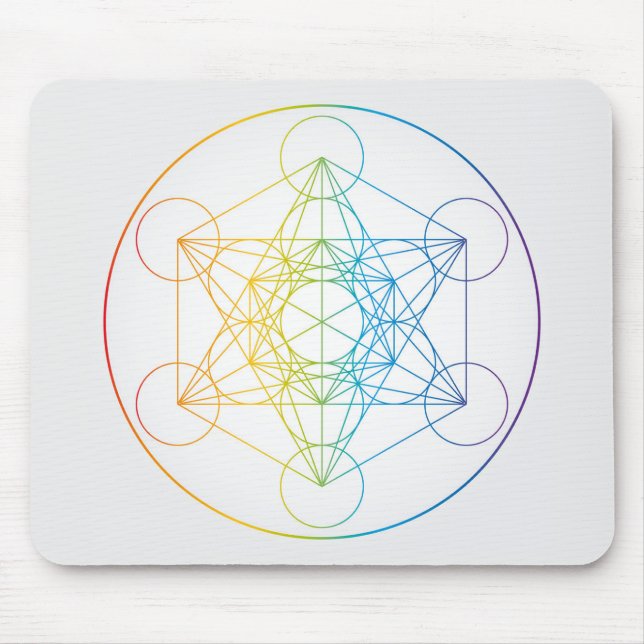 Metatron's Cube Illustration Rainbow Färg Musmatta (Framsidan)
