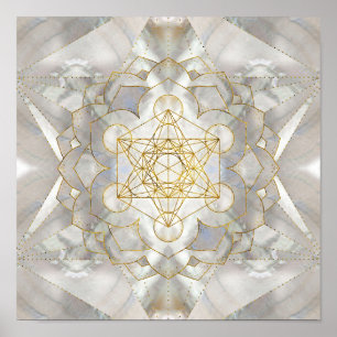 Metatron's Cube in lotus Helig Geometry Poster