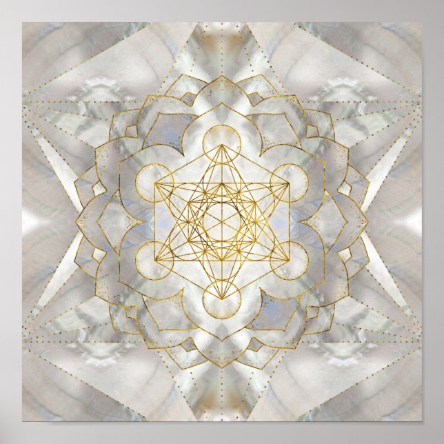 Metatron's Cube in lotus Helig Geometry Poster (Framsidan)