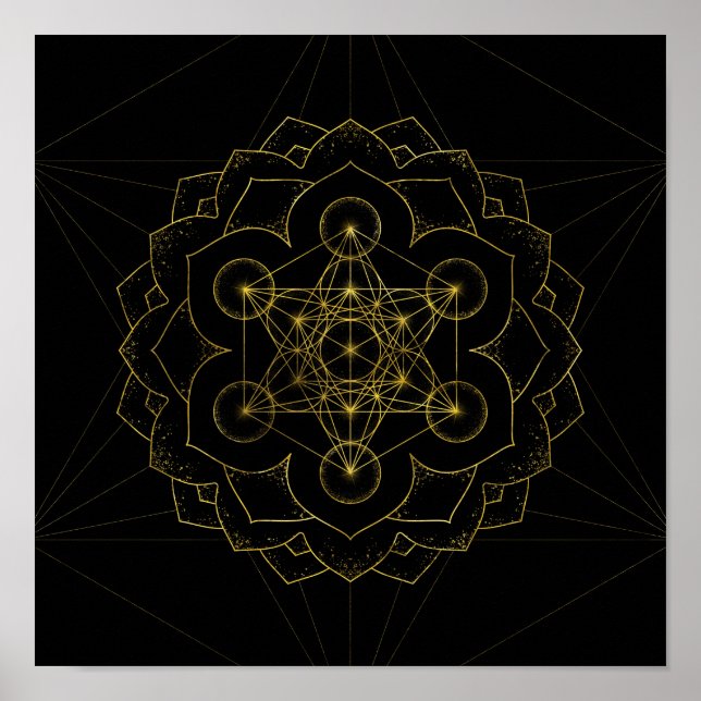 Metatron's Cube in lotus Helig Geometry Poster (Framsidan)