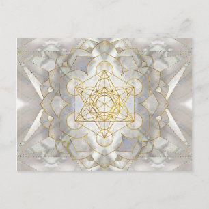Metatron's Cube in lotus Helig Geometry Vykort
