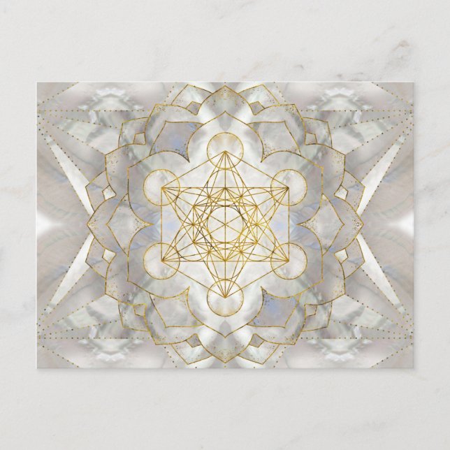 Metatron's Cube in lotus Helig Geometry Vykort (Framsida)
