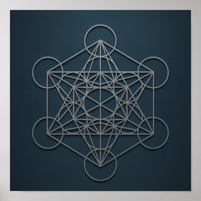 Metatron's Cube Navy Silver Poster (Framsidan)