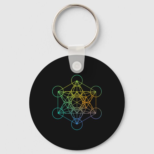 Metatrons Cube Sacred Geometry Funny Family Retro  Nyckelring (Framsida)