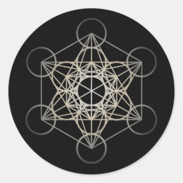 Metatron's Cube - Silver Version Runt Klistermärke