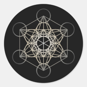 Metatron's Cube - Silver Version Runt Klistermärke
