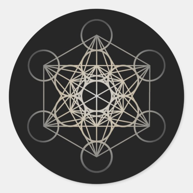 Metatron's Cube - Silver Version Runt Klistermärke (Framsida)