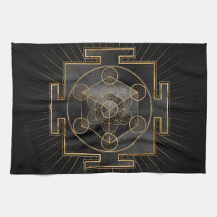 Metatron's Cube Sri Yantra Helig Geometry Kökshandduk