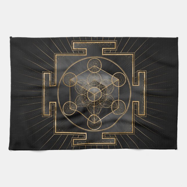 Metatron's Cube Sri Yantra Helig Geometry Kökshandduk (Horisontell)