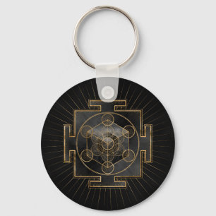 Metatron's Cube Sri Yantra Helig Geometry Nyckelring