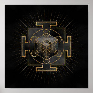 Metatron's Cube Sri Yantra Helig Geometry Poster