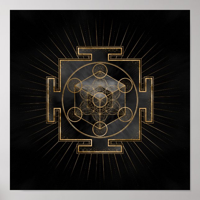 Metatron's Cube Sri Yantra Helig Geometry Poster (Framsidan)