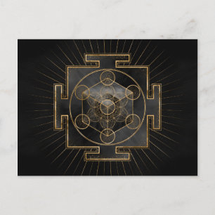 Metatron's Cube Sri Yantra Helig Geometry Vykort