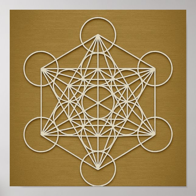 Metatrons kub Bronze White Poster (Framsidan)