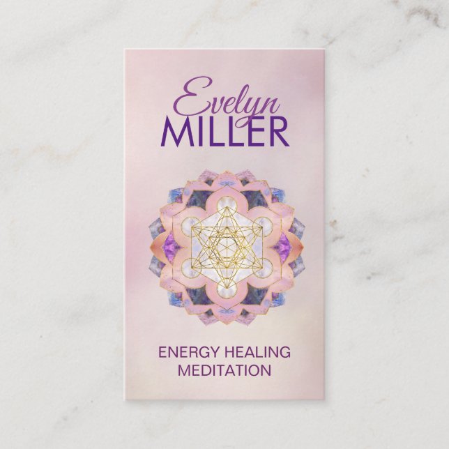 Metatrons kub i Gemstone lotus Helig Geometry  Visitkort (Framsida)