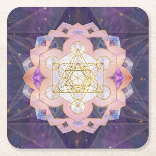 Metatrons kub i Gemstone lotus Underlägg Papper Kvadrat