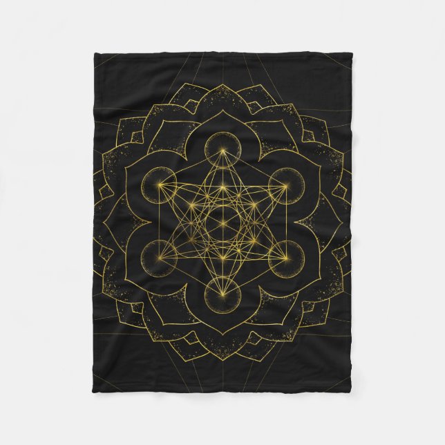 Metatrons kub i lotus Helig Geometry Fleecefilt (Framsidan)
