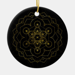 Metatrons kub i lotus Helig Geometry Julgransprydnad Keramik