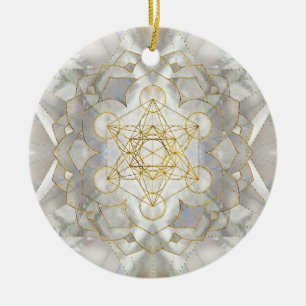 Metatrons kub i lotus Helig Geometry Julgransprydnad Keramik