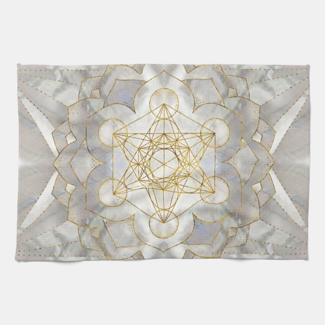 Metatrons kub i lotus Helig Geometry Kökshandduk (Horisontell)