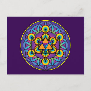 Metatrons kub Merkaba på Lifes blomma Vykort