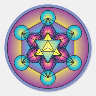 Metatrons kub Merkaba Runt Klistermärke