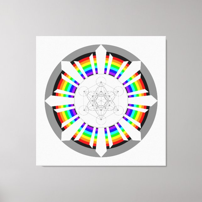 Metatrons kub regnbågsprisma canvastryck (Framsida)