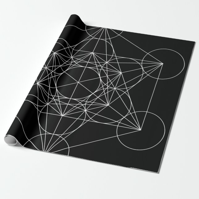 Metatrons kub svart & vit presentpapper (Utrullad)