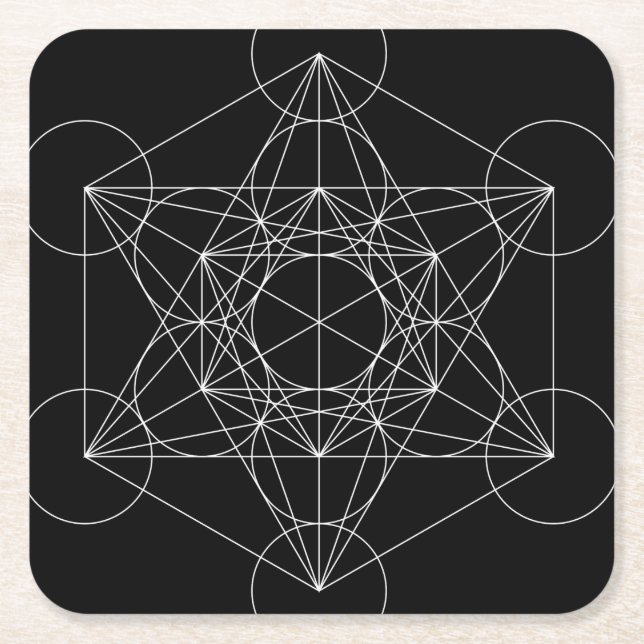 Metatrons kub svart & vit underlägg papper kvadrat (Framsidan)