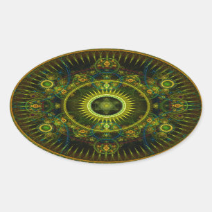 "Metatrons rullar Magick" - Fractalkonst Ovalt Klistermärke