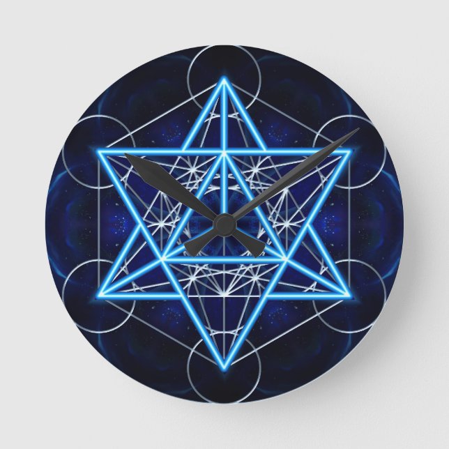 Metatrons Würfel -  Merkaba - Stern Tetraeder Rund Klocka (Framsida)