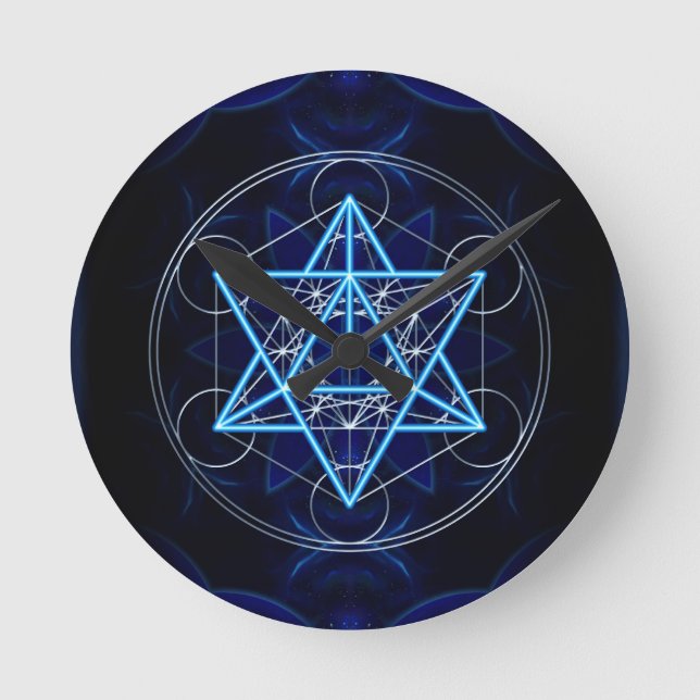 Metatrons Würfel - Merkaba - Stern Tetraeder Rund Klocka (Framsida)