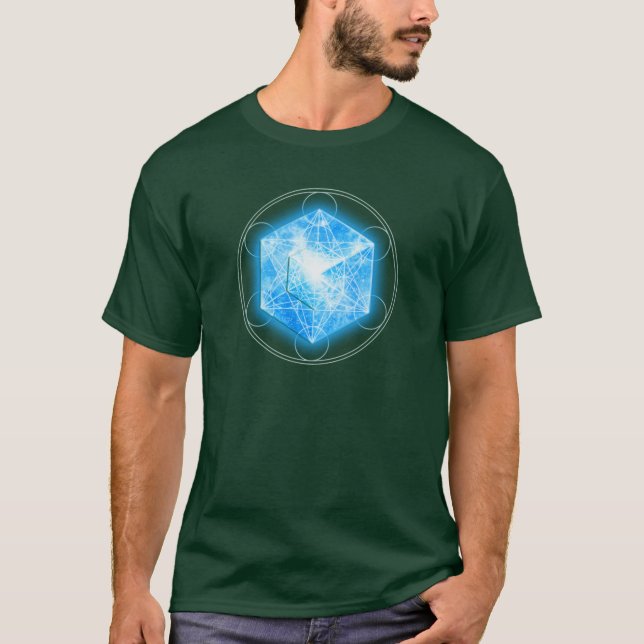 Metatrons Würfel / Tesseract / 4D Hypercube Tee (Framsida)