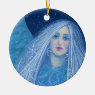 Metelitsa Snö Girl Snegurochka jul Angel Julgransprydnad Keramik