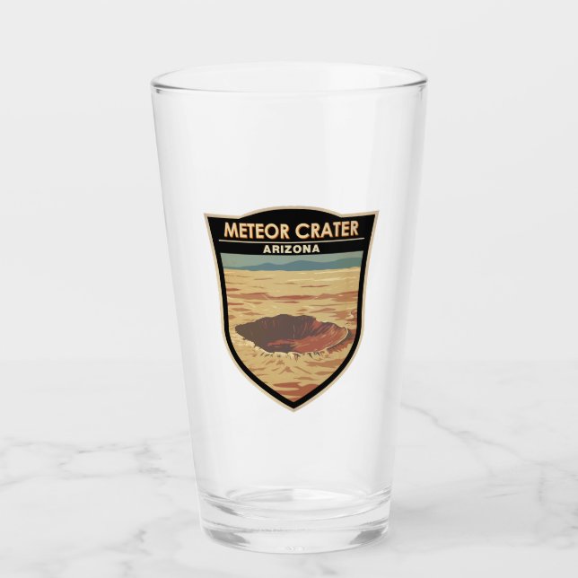 Meteor Crater Arizona Travel Art Vintage Glaskopp (Framsida)