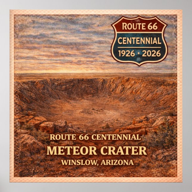 Meteor Krater Arizona Route 66 Poster (Framsidan)