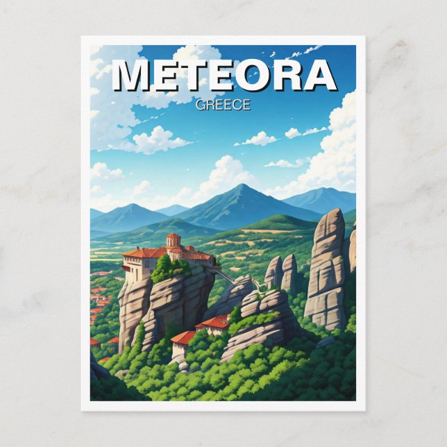 Meteora Greece Travel Vykort (Framsida)