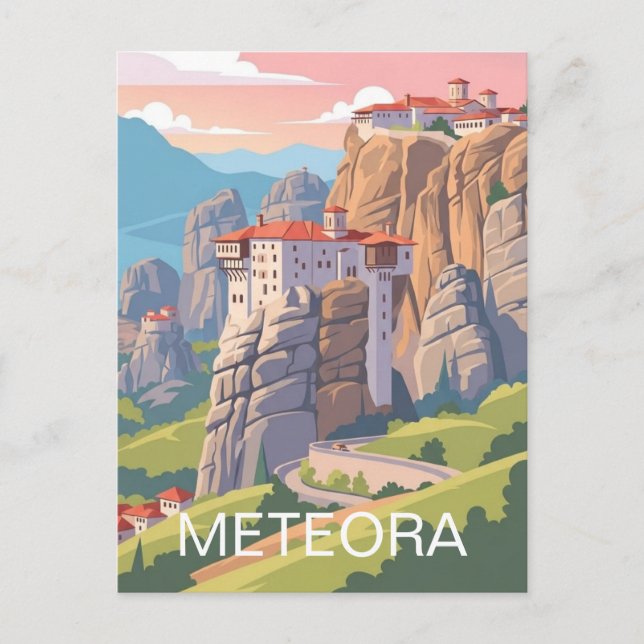 Meteora Greece Travel Vykort (Framsida)