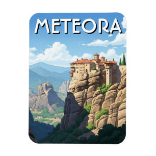 Meteora Grekland Resa Landskap vintage Magnet